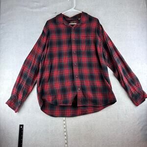 Woolrich Button Down Flannel XL Tartan Red Plaid 100% Cotton Workwear Lumberjack